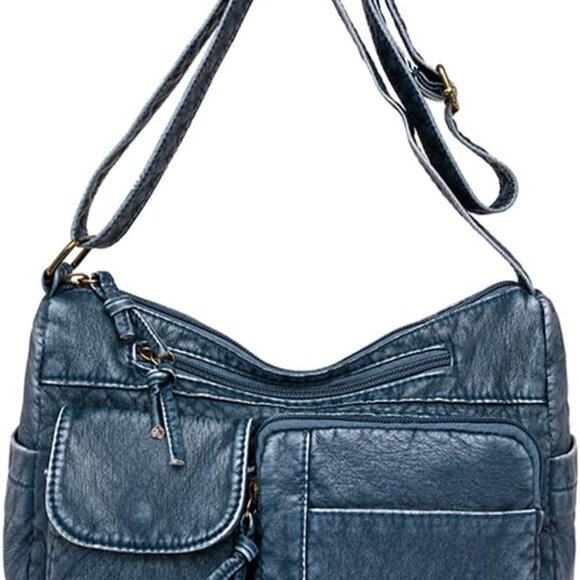 Leather Denim Purses for Women Jean Purse Denim Crossbody Shoulder Bag Tote Hand - Picture 1 of 6